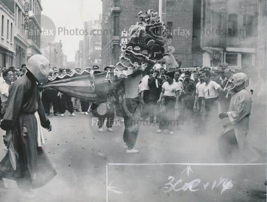 Melbourne Chinese Masonic Society lion dance · 1963